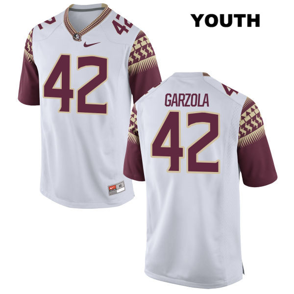 Youth NCAA Nike Florida State Seminoles #42 Richard Garzola College White Stitched Authentic Football Jersey BDL8569BT